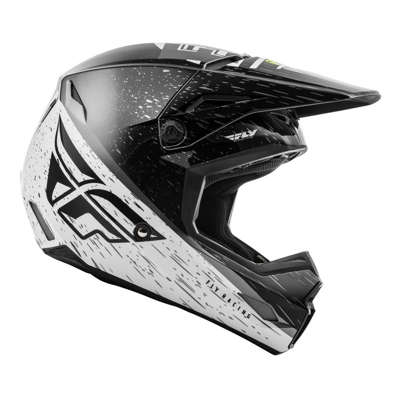 Motocross-Helm FLY Racing Kinetic K120 schwarz-weiß-fluo gelb