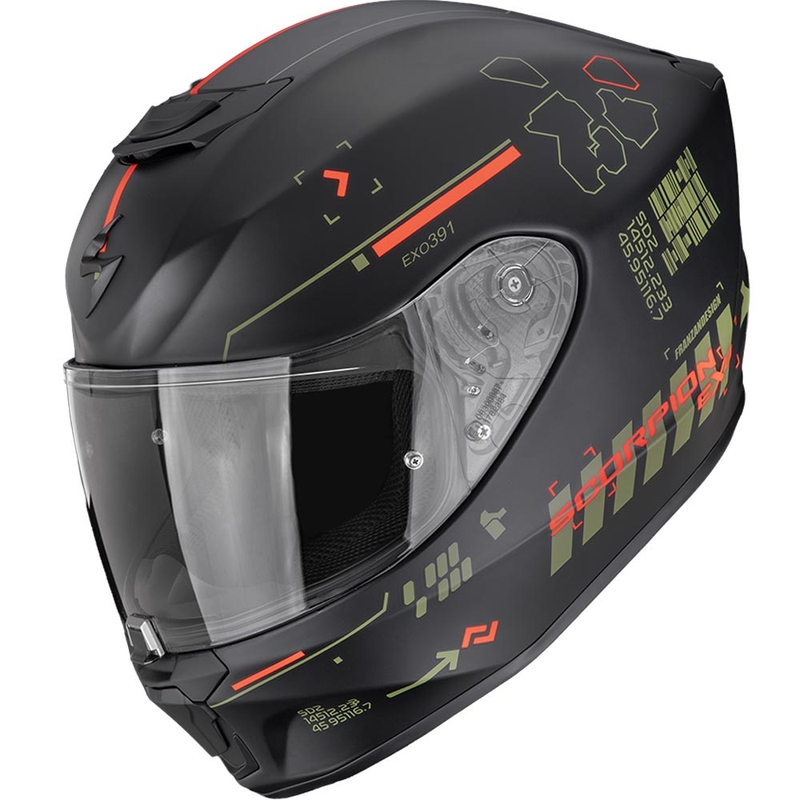 Scorpion EXO-391 Iron Integralhelm für Motorräder, matt schwarz-grün-rot