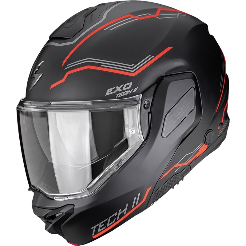 Scorpion EXO-TECH II Dash Klapphelm für Motorräder, matt schwarz-silber-rot
