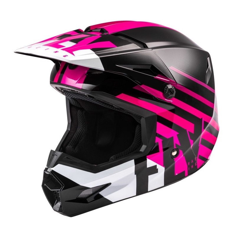 Motocross Helm FLY Racing Kinetic Thrive rosa-schwarz-weiß
