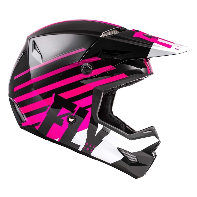 Motocross Helm FLY Racing Kinetic Thrive rosa-schwarz-weiß