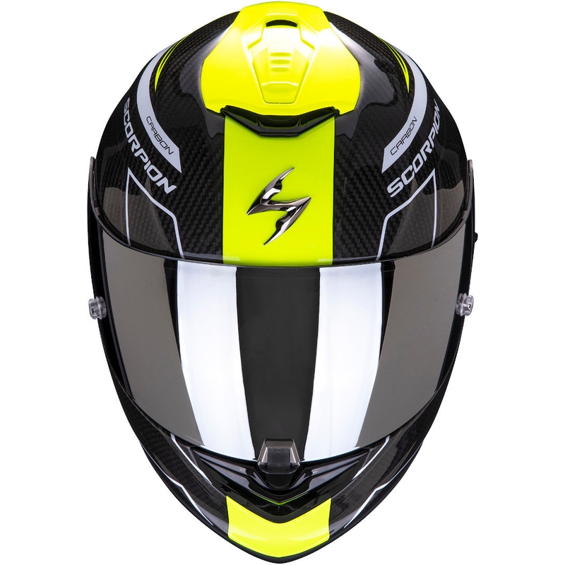 Integralhelm Scorpion EXO-1400 Carbon Air Beaux schwarz-weiß-fluo gelb