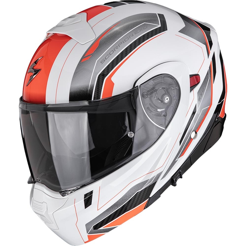 Scorpion EXO-930 EVO Space Klapphelm für Motorräder, weiß-silber-rot