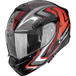 Scorpion EXO-930 EVO Alpha Klapphelm für Motorräder, schwarz-silber-rot