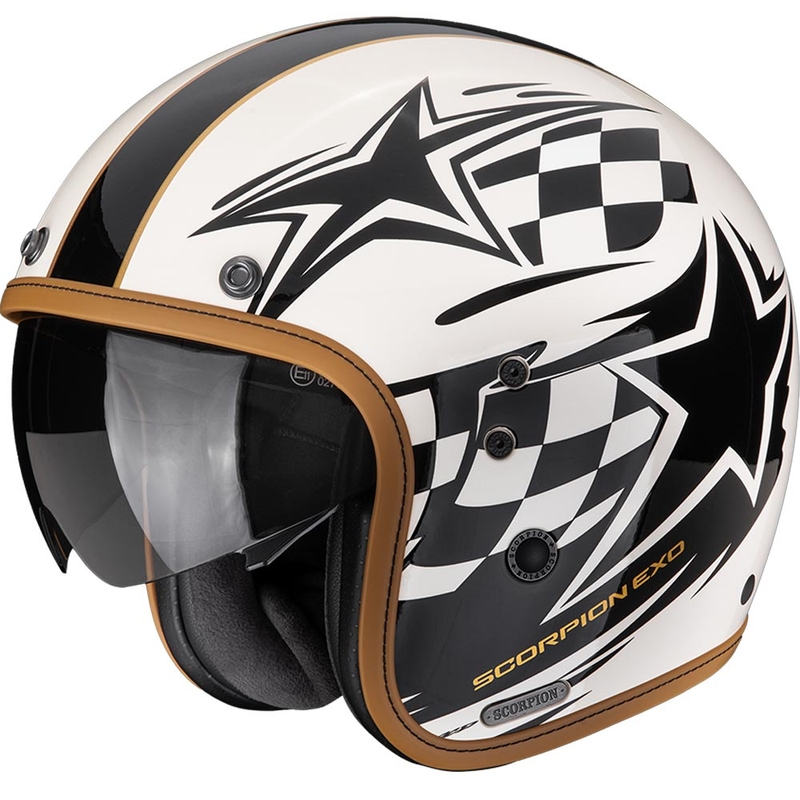 Scorpion Belfast II Flagstone offener Motorradhelm Creme-Schwarz