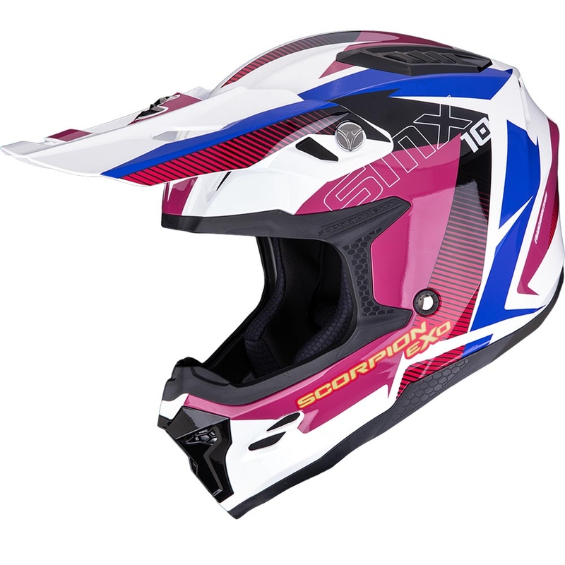 Scorpion SMX-10 Speed Motocross-Helm weiß-rosa-blau