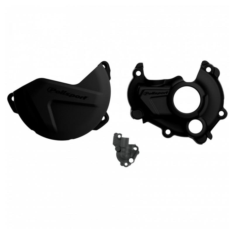 Clutch and ignition cover protector kit POLISPORT schwarz für YAMAHA YZ 250 F 2014-2018