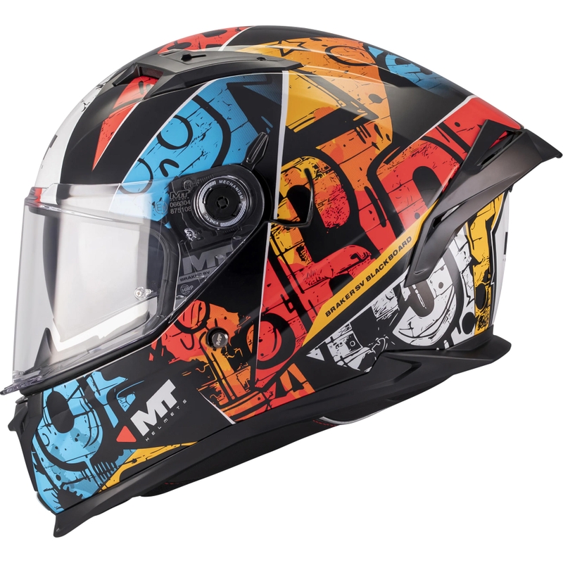 Integralhelm MT Braker SV Blackboard B5 schwarz-blau-rot