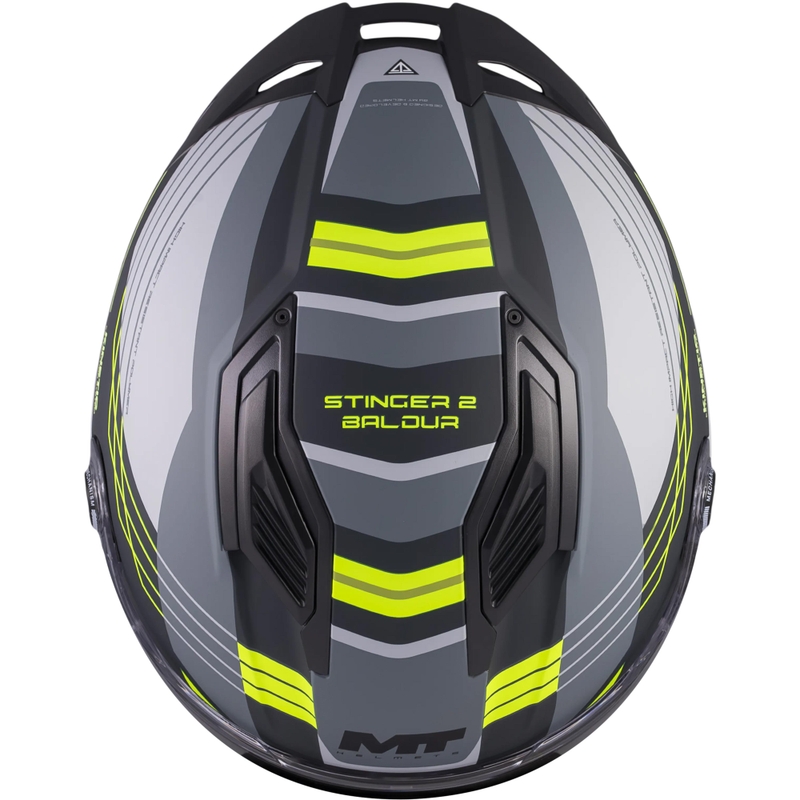 Integralhelm MT Stinger 2 Baldur C3 schwarz-grau-fluoreszierend gelb