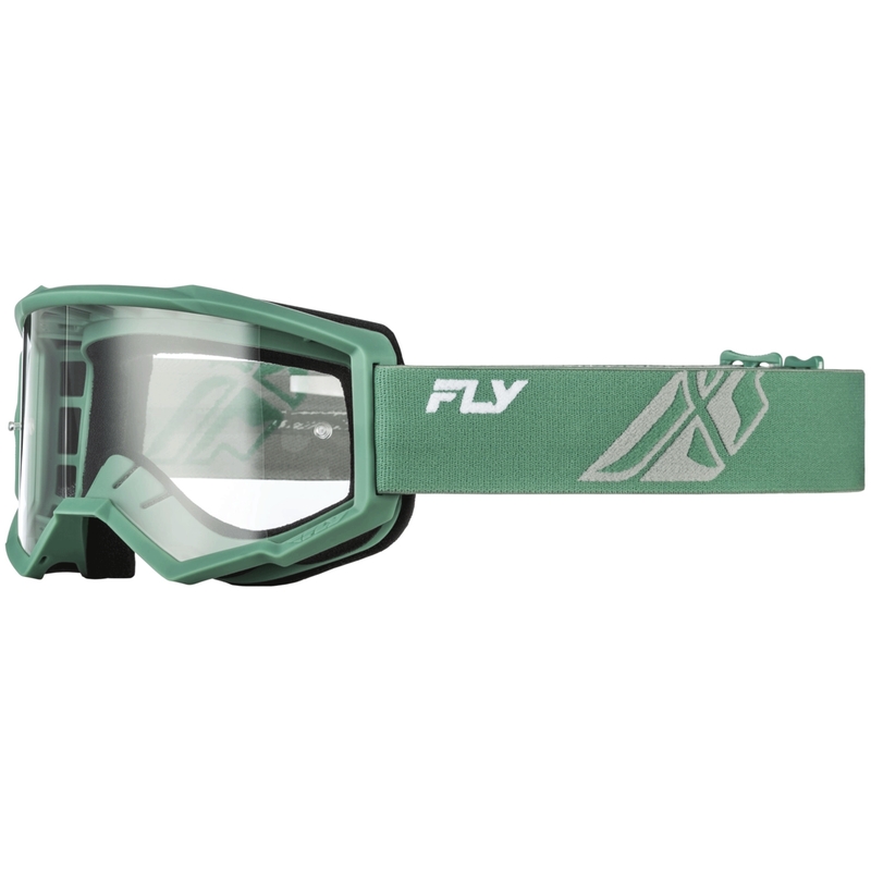 Fly Racing Focus grüne Motocross-Brille mit klaren Gläsern