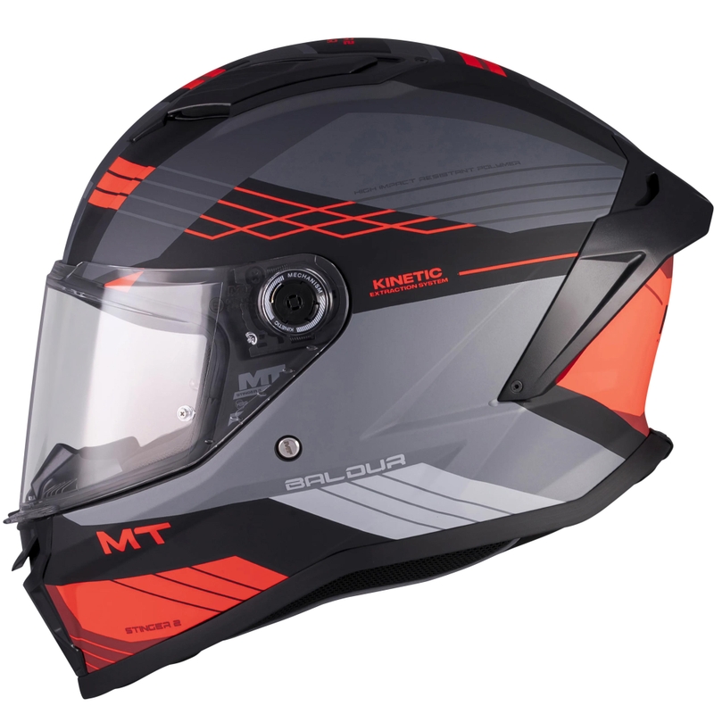 Integralhelm MT Stinger 2 Baldur C15, matt schwarz-grau-rot