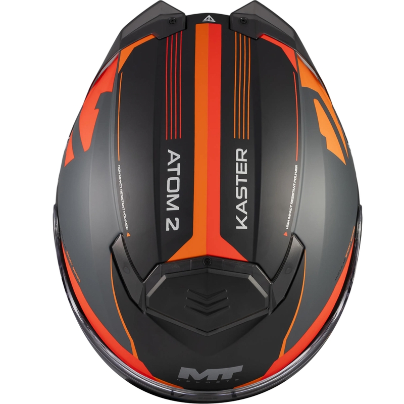 Klappbarer Motorradhelm MT Atom 2 SV Kaster C14, matt schwarz-grau-orange