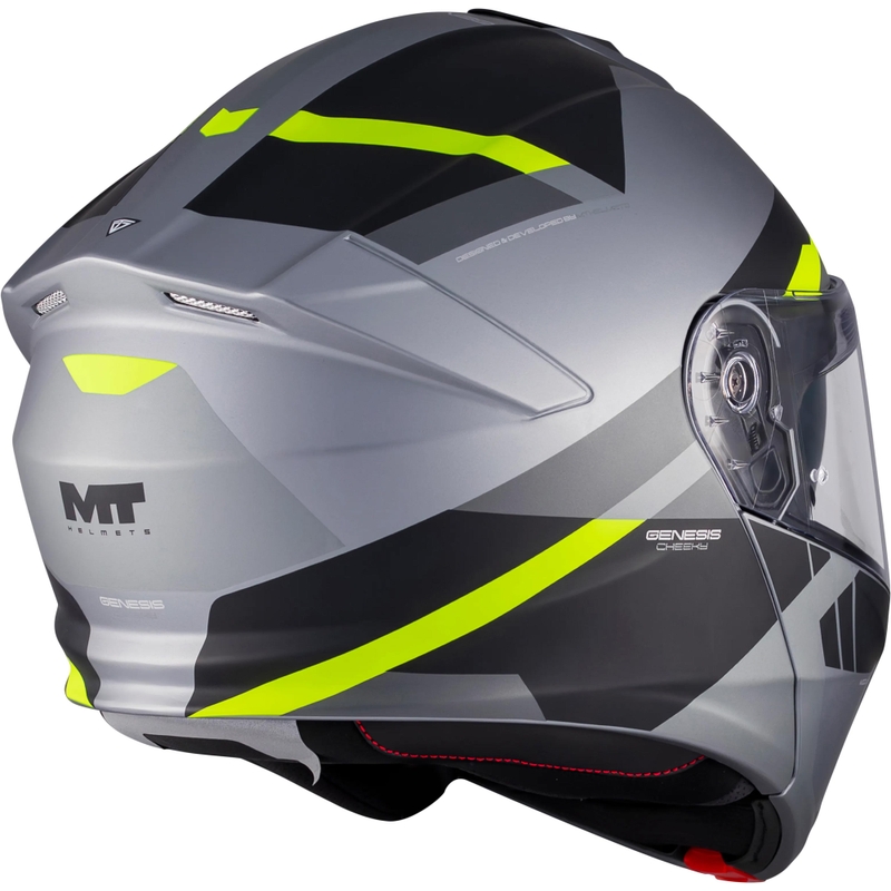Klappbarer Motorradhelm MT Genesis R SV Cheeky C3 schwarz-grau-fluoreszierend gelb