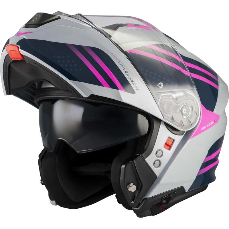 Klappbarer Motorradhelm MT Genesis R SV Vibe C8 grau-blau-rosa