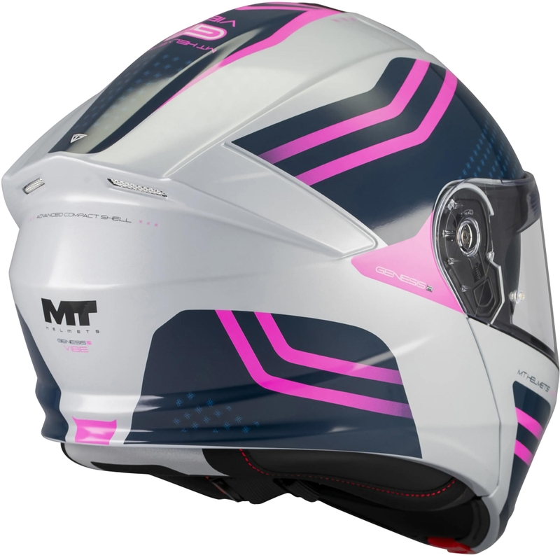 Klappbarer Motorradhelm MT Genesis R SV Vibe C8 grau-blau-rosa