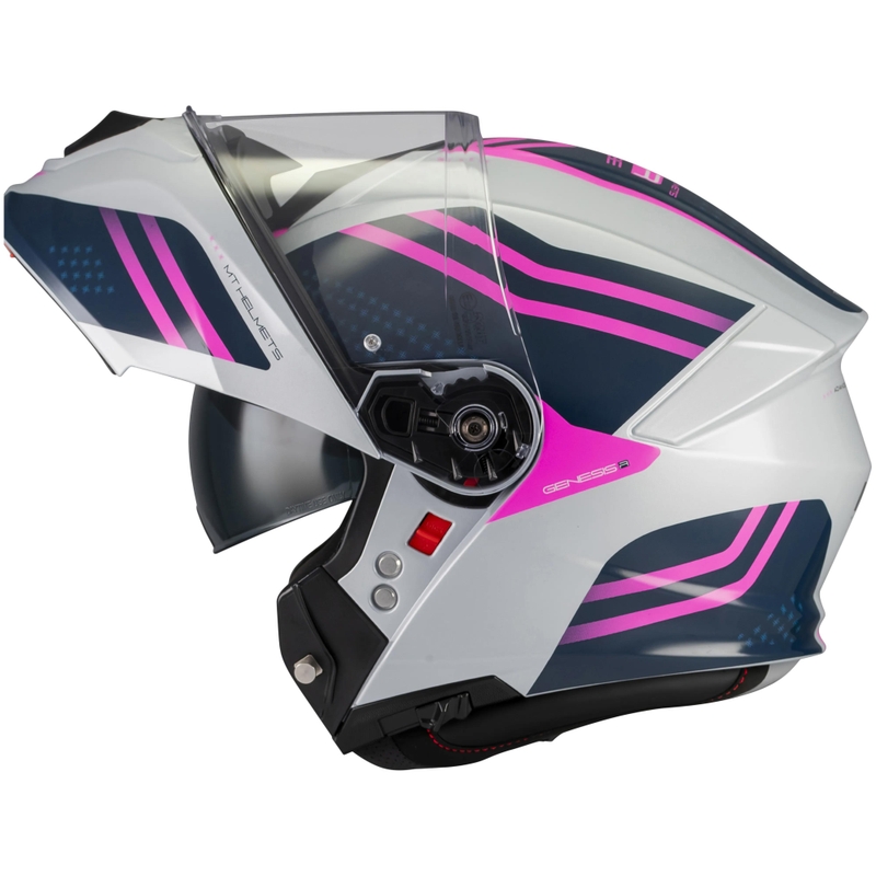 Klappbarer Motorradhelm MT Genesis R SV Vibe C8 grau-blau-rosa