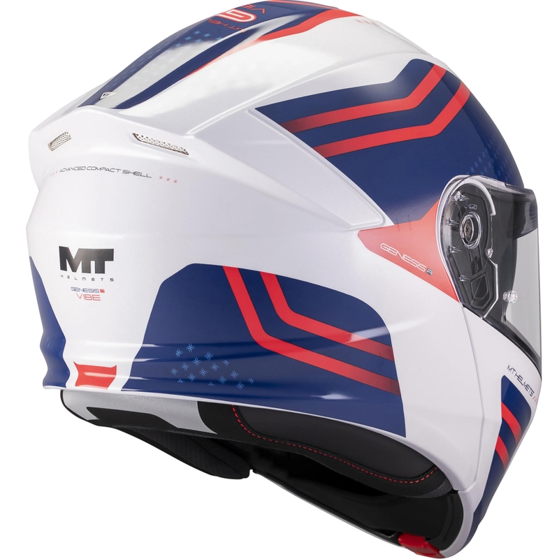 Klappbarer Motorradhelm MT Genesis R SV Vibe A7 weiß-blau-rot