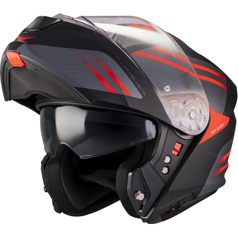 Klappbarer Motorradhelm MT Genesis R SV Vibe B5, matt schwarz-grau-rot