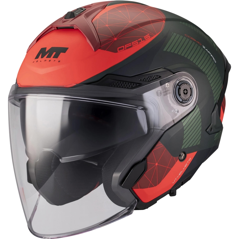 Offener Motorradhelm MT Cosmo SV Zafiro C16 matt rot-grün