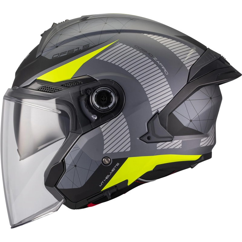 Offener Motorradhelm MT Cosmo SV Zafiro C3, matt schwarz-grau-fluoreszierend gelb