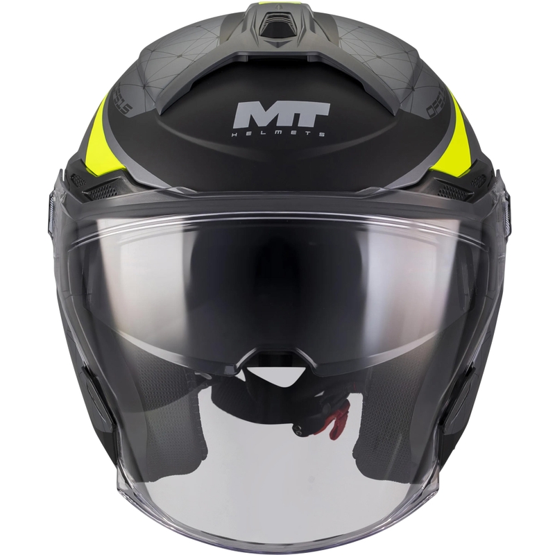 Offener Motorradhelm MT Cosmo SV Zafiro C3, matt schwarz-grau-fluoreszierend gelb
