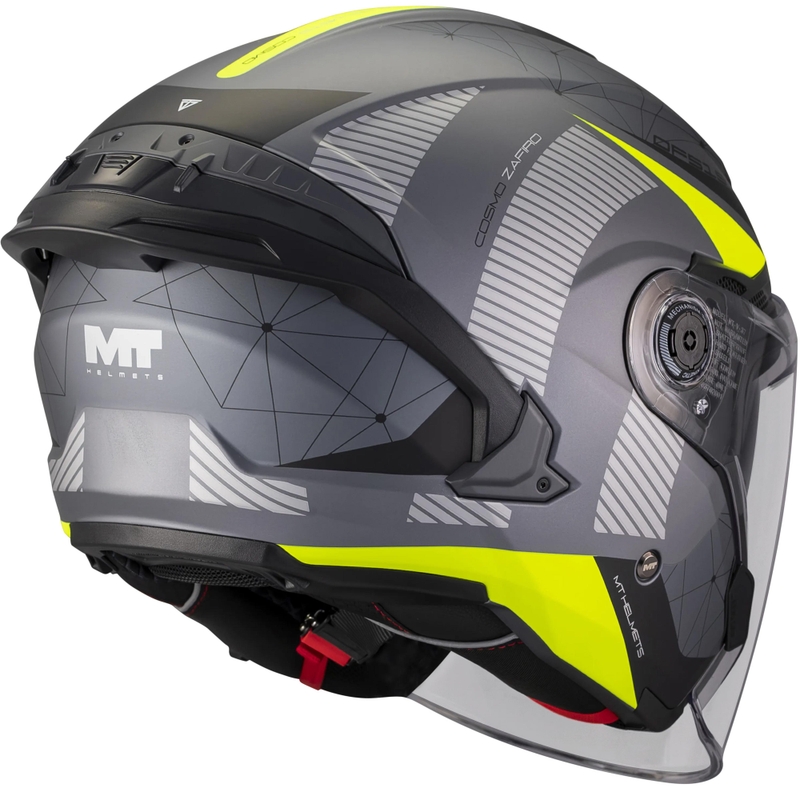 Offener Motorradhelm MT Cosmo SV Zafiro C3, matt schwarz-grau-fluoreszierend gelb
