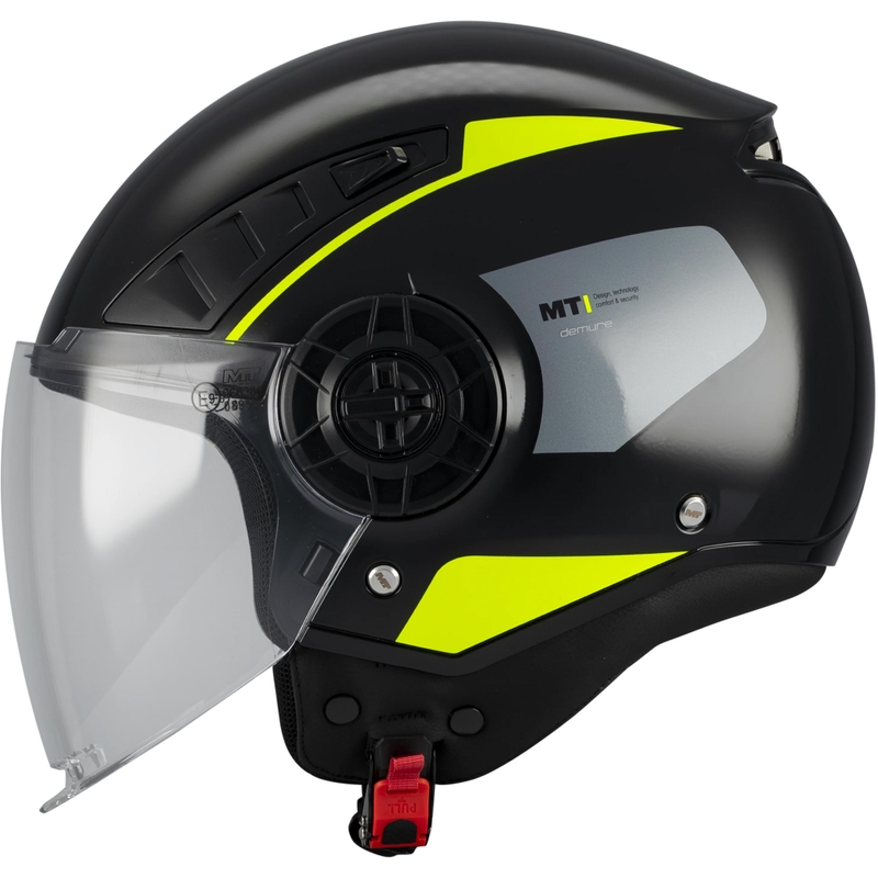 Offener Motorradhelm MT Aeris Demure B5 schwarz-fluoreszierend gelb