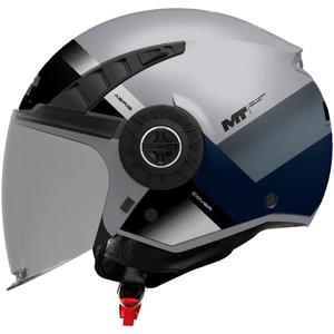 Offener Motorradhelm MT Aeris Cover C2, mattgrau-schwarz-blau