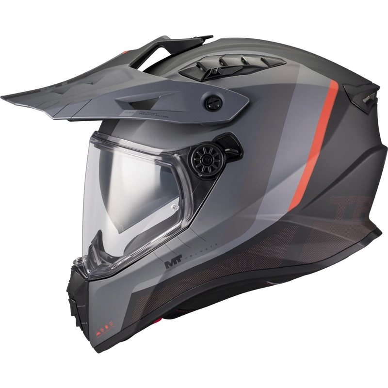Enduro-Motorradhelm MT Track SV Nomad B25, matt schwarz-grau-rot