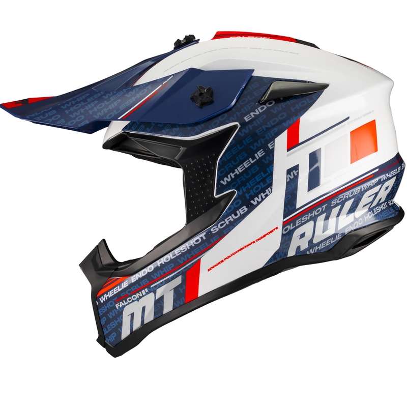 Motocross-Helm MT Falcon S Ruler A15 blau-weiß-rot