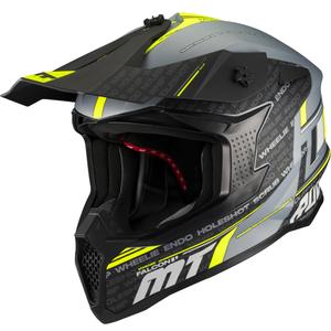 Motocross-Helm MT Falcon S Ruler C2, matt schwarz-grau-fluoreszierend gelb