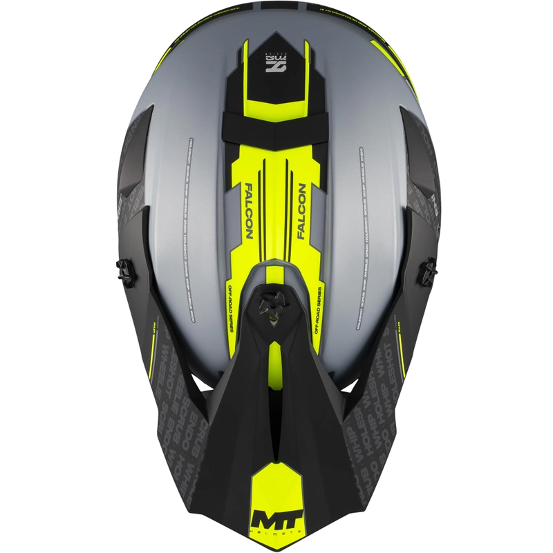 Motocross-Helm MT Falcon S Ruler C2, matt schwarz-grau-fluoreszierend gelb