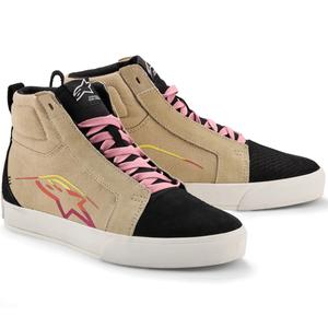 Alpinestars Ride-63 Motorradstiefel aus Canvas, Creme-Schwarz-Weiß