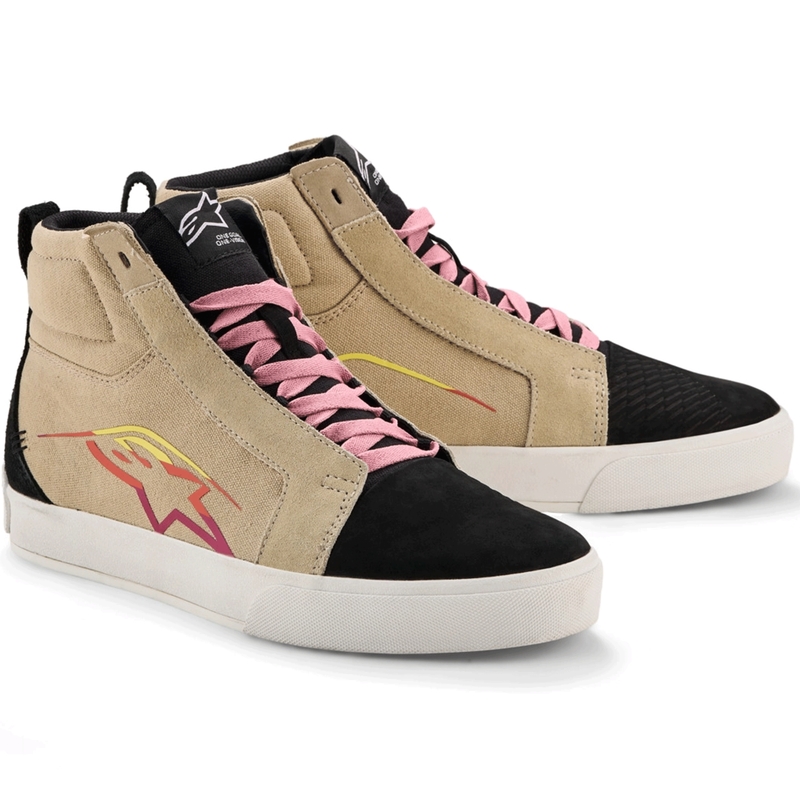 Alpinestars Ride-63 Motorradstiefel aus Canvas, Creme-Schwarz-Weiß