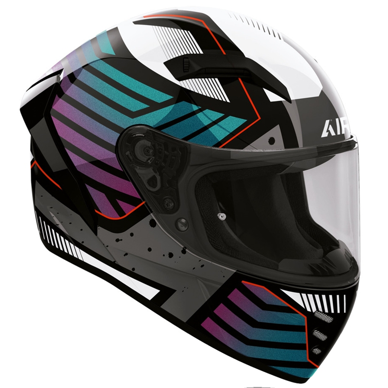 Airoh Connor Flex Integralhelm für Motorräder, weiß-grau-blau-lila