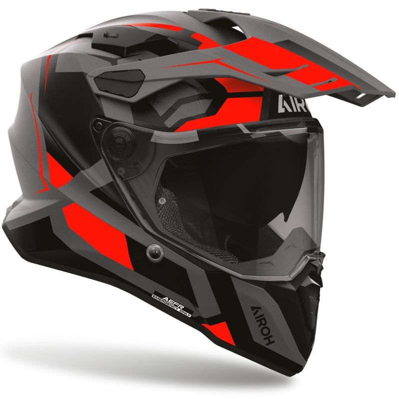 Enduro-Motorradhelm Airoh Commander 2 Polar matt fluoreszierend rot