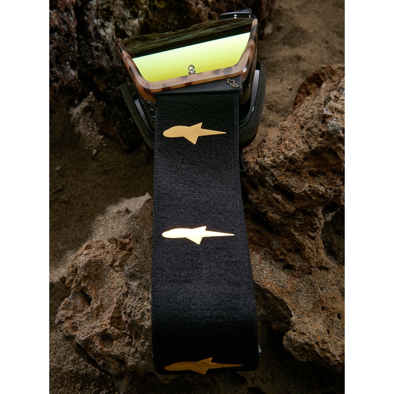 Alpinestars Supertech Zona Motocross-Brille in limitierter Auflage, schwarz-braun mit verspiegeltem goldfarbenem Plexiglas