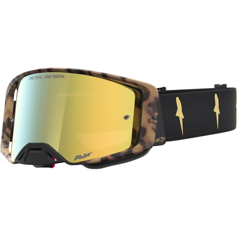 Alpinestars Supertech Zona Motocross-Brille in limitierter Auflage, schwarz-braun mit verspiegeltem goldfarbenem Plexiglas