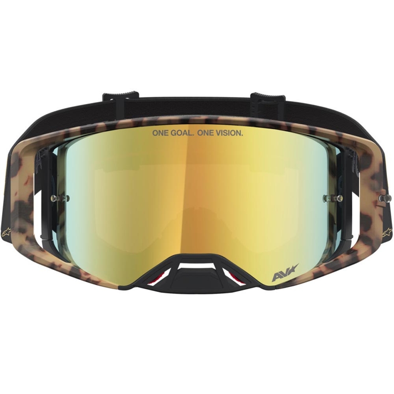 Alpinestars Supertech Zona Motocross-Brille in limitierter Auflage, schwarz-braun mit verspiegeltem goldfarbenem Plexiglas