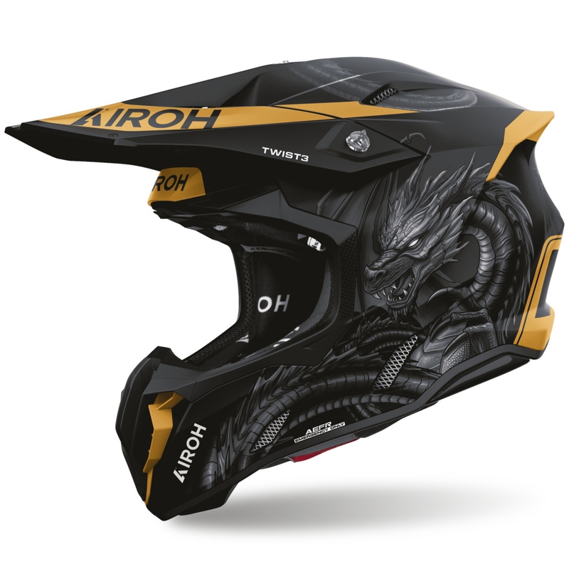 Airoh Twist 3 Maleficent Motocross-Helm, matt schwarz-gold