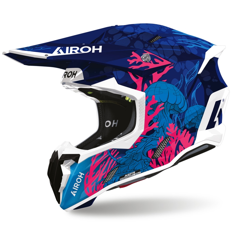 Airoh Twist 3 Unterwasser-Motocrosshelm blau-weiß-rosa