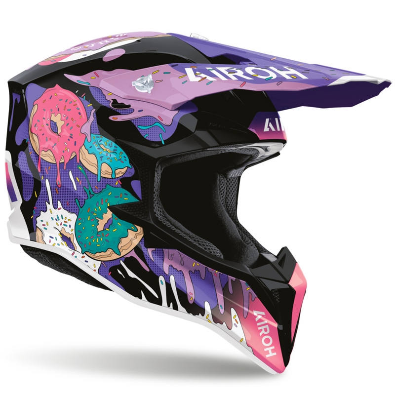 Airoh Wrap Donuts Motorrad-Motocrosshelm pink-lila-schwarz