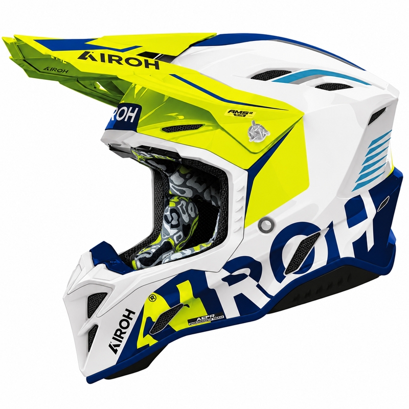 Airoh Aviator Factory Blame blau-gelber Motocross-Helm