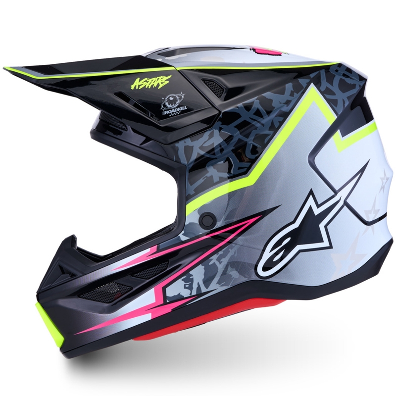 Alpinestars Supertech S-M7 Blaster Motorrad-Motocross-Helm Grau-Fluogelb