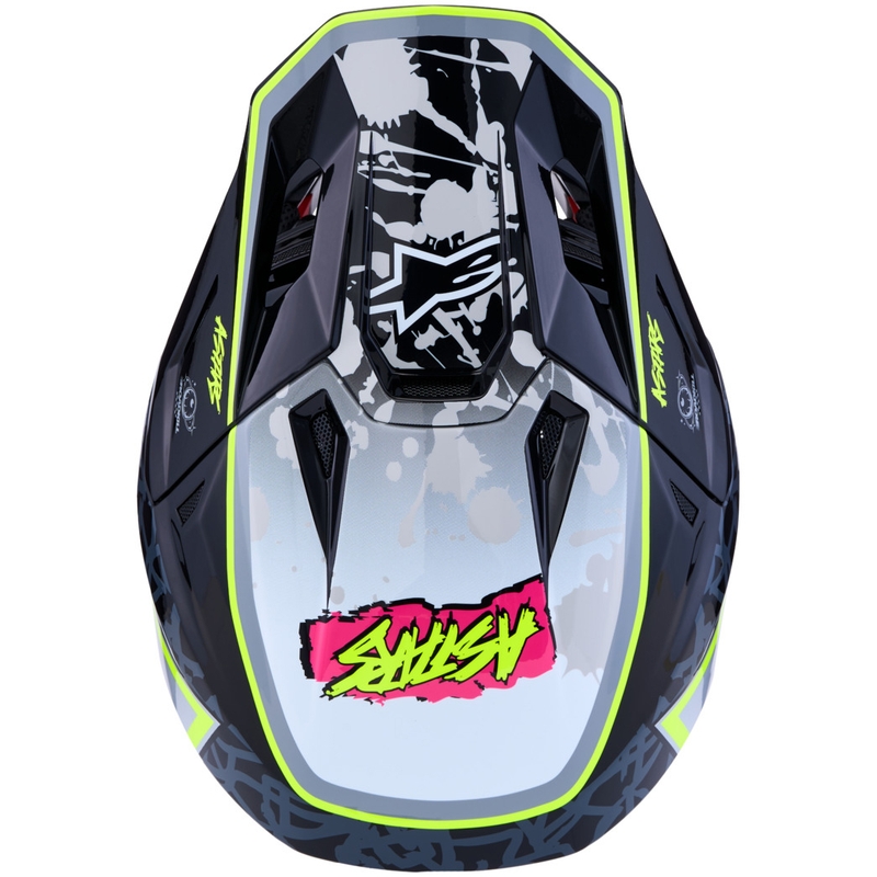 Alpinestars Supertech S-M7 Blaster Motorrad-Motocross-Helm Grau-Fluogelb