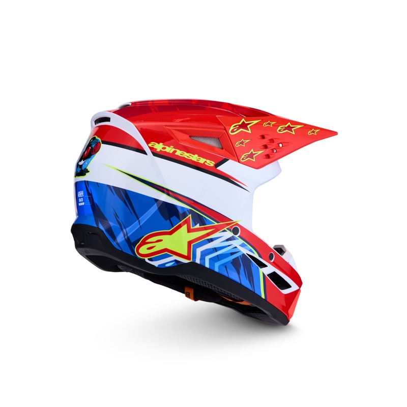 Alpinestars S-M3 Falcon Motorrad-Motocrosshelm, fluoreszierend rot-weiß