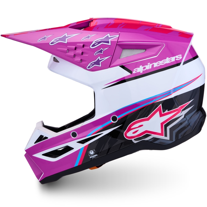 Alpinestars S-M3 Falcon Motorrad-Motocrosshelm lila-weiß-fluoreszierend pink