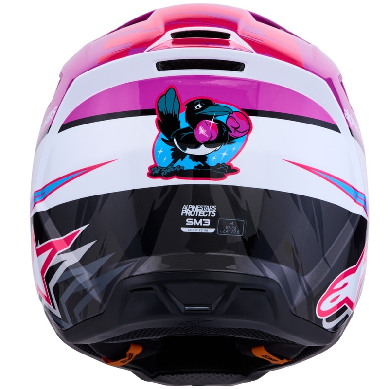 Alpinestars S-M3 Falcon Motorrad-Motocrosshelm lila-weiß-fluoreszierend pink