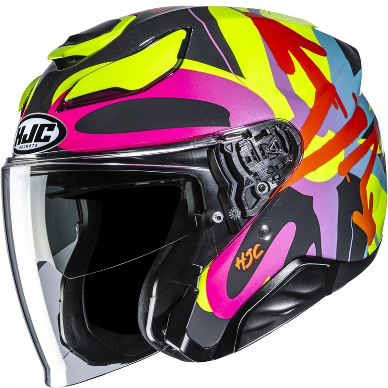 Offener Motorradhelm HJC F31 Sora MC38, schwarz