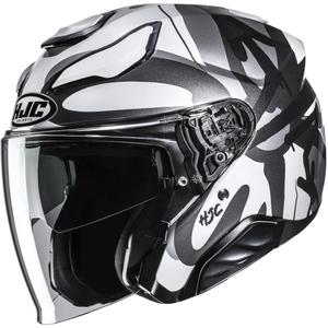 Offener Motorradhelm HJC F31 Sora MC5, schwarz-grau-weiß